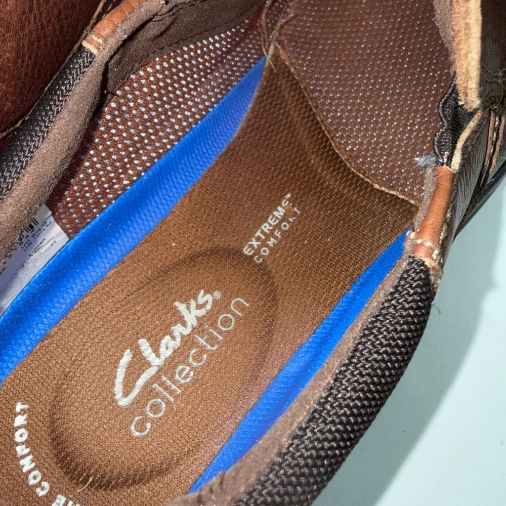 Clarks Bradley Free Tan Tumbled Leather Slip On Loafers Mens 10.5 M Brown